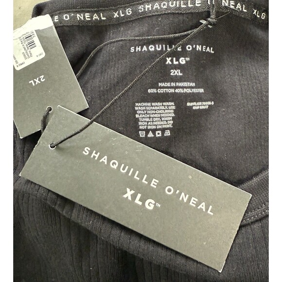 NWT Shaquille O’Neal Men’s Black Textured Short Sleeve Ribbed Tee Minimalist 2XL - Picture 4 of 6